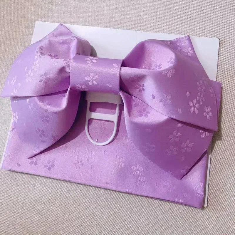 Ceinture Obi Jacquard à Nœud Violet