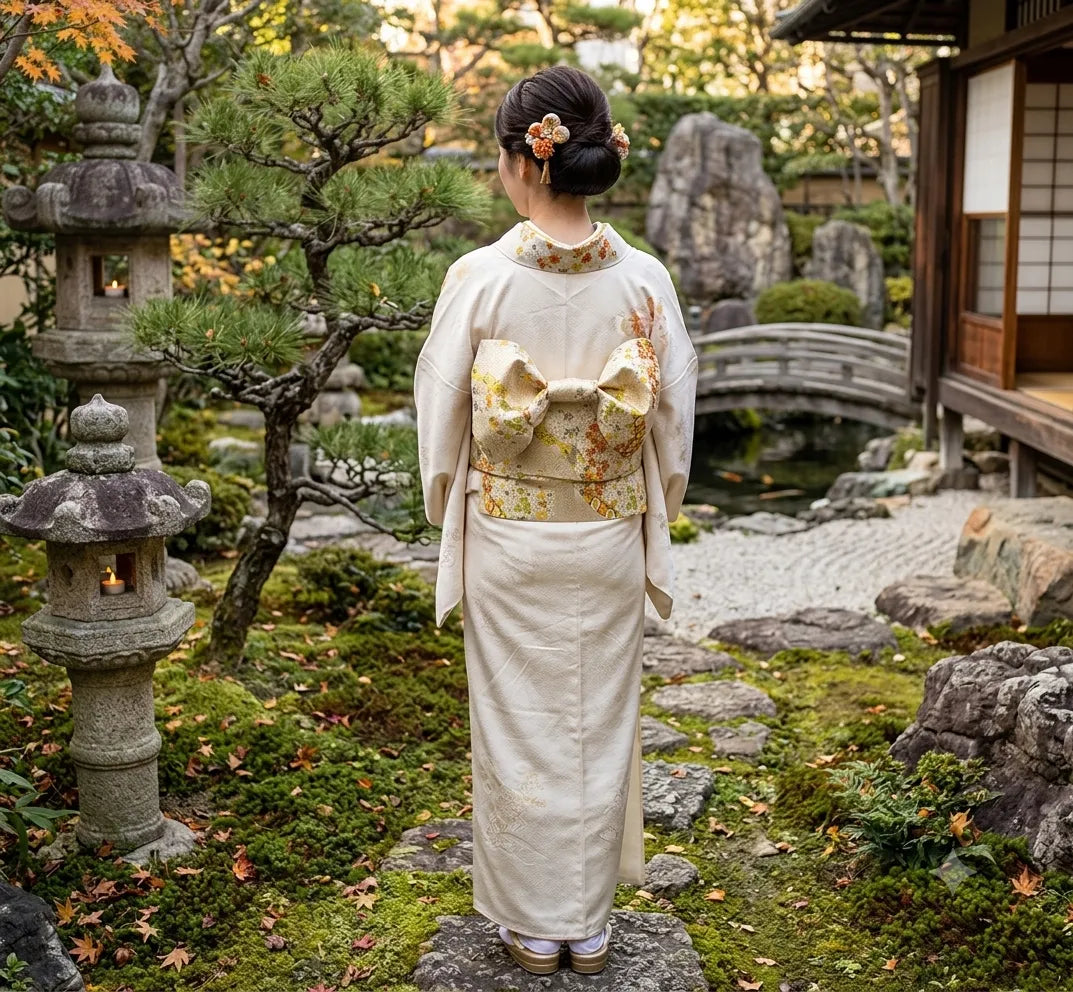 Ceinture Obi Japonaise Kimono à Nœud Jaune