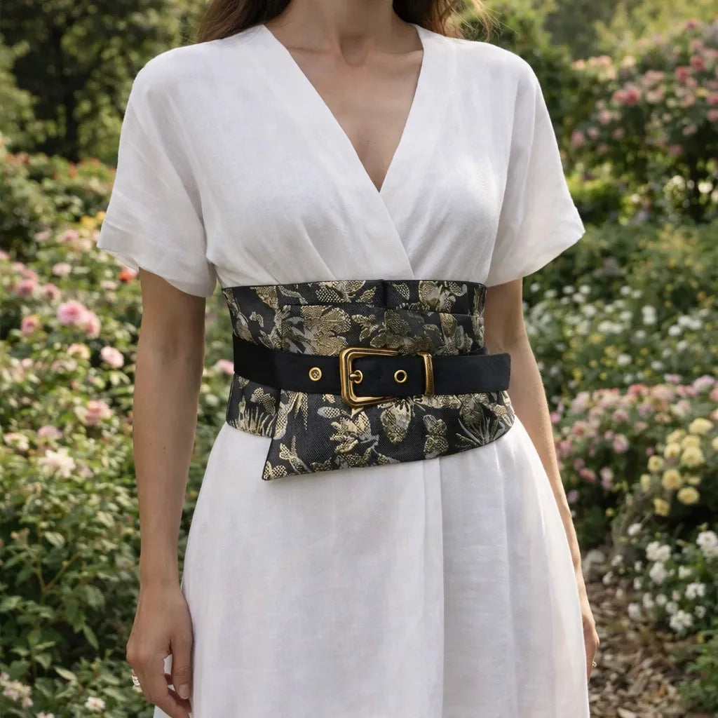 Ceinture Obi Japonaise à Motif Fleuri