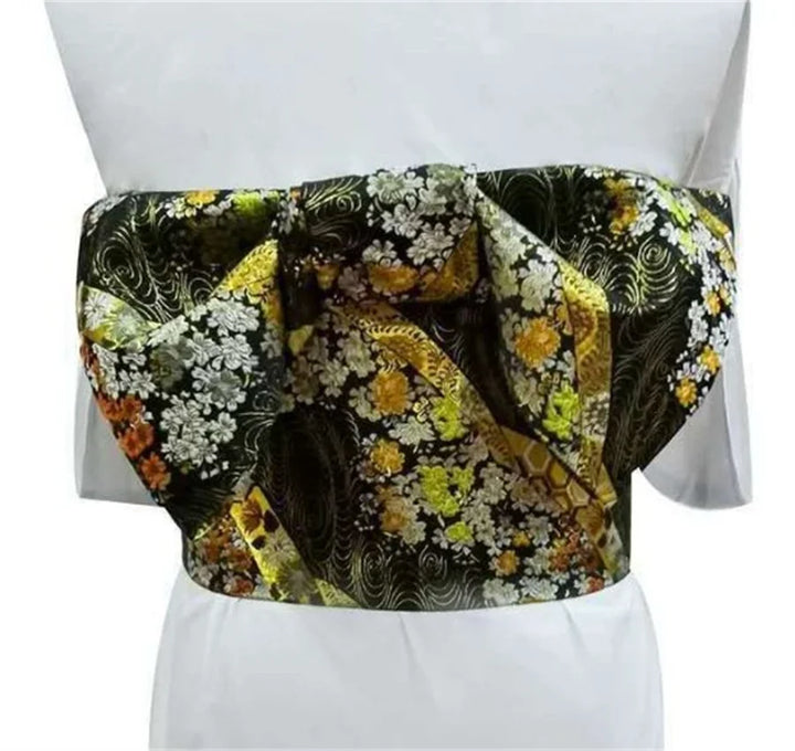 Ceinture Obi Japonaise Noire Chic Fleurie remarquable