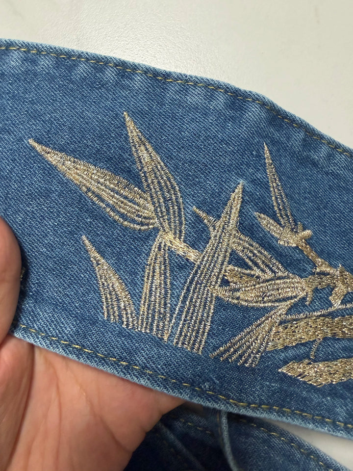 Ceinture Obi Japonaise en Jean Brodé Unique