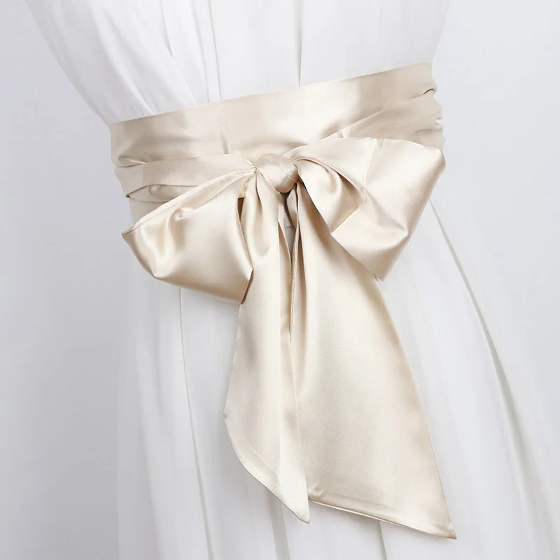 Ceinture Obi Japonaise en Satin Beige
