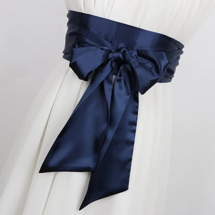 Ceinture Obi Japonaise en Satin Bleu