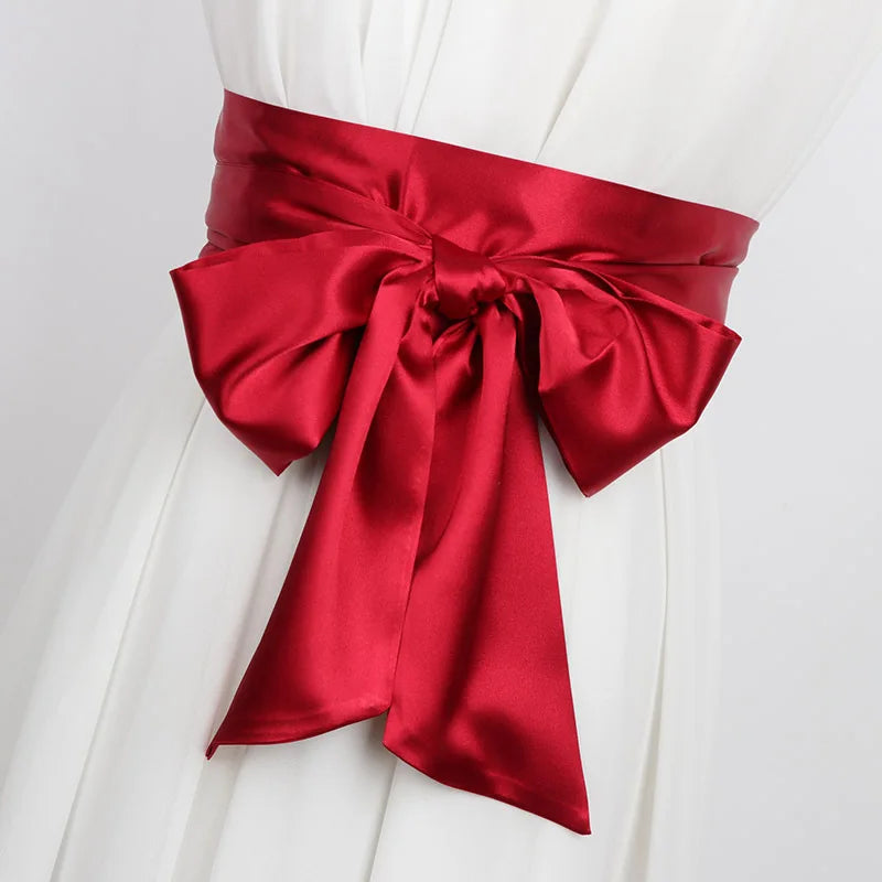 Ceinture Obi Japonaise en Satin Bordeaux