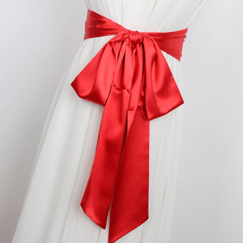Ceinture Obi Japonaise en Satin Rouge