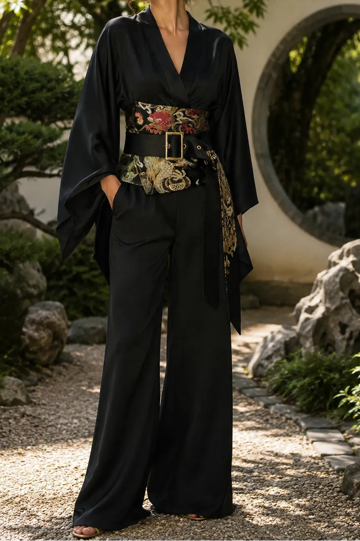 Ceinture Obi Moderne à Motifs Japonais Unique