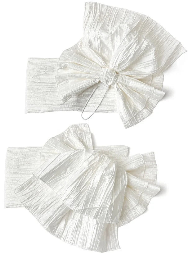 Ceinture Obi Plissée avec Nœud Blanc