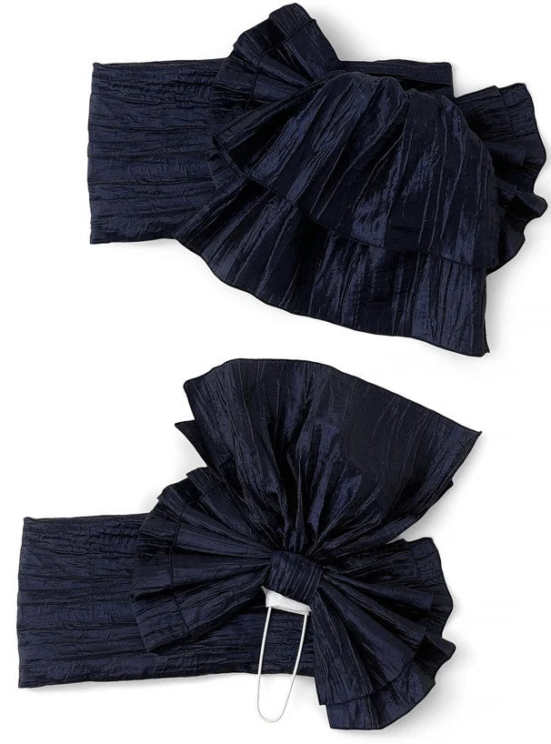 Ceinture Obi Plissée avec Nœud Bleu