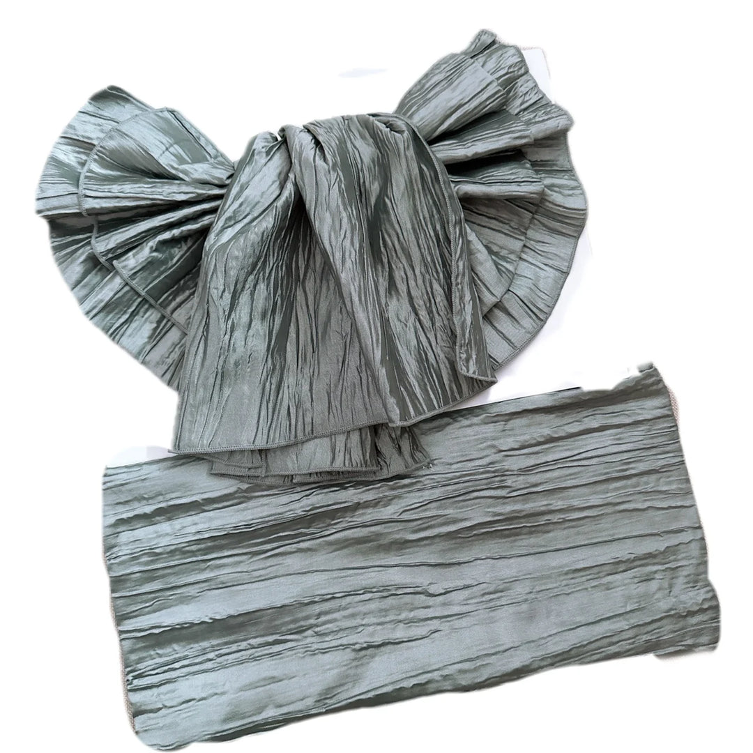 Ceinture Obi Plissée avec Nœud Gris