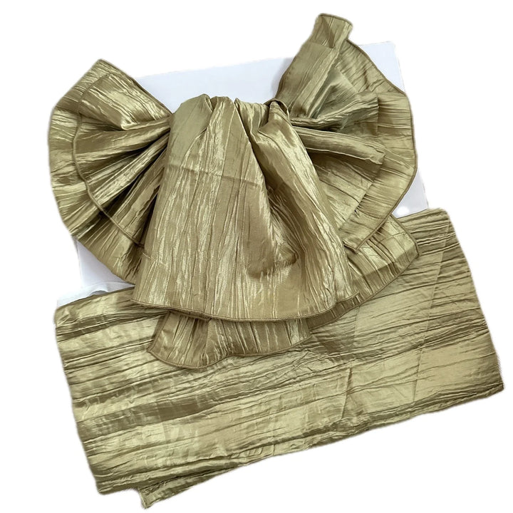 Ceinture Obi Plissée avec Nœud Vert
