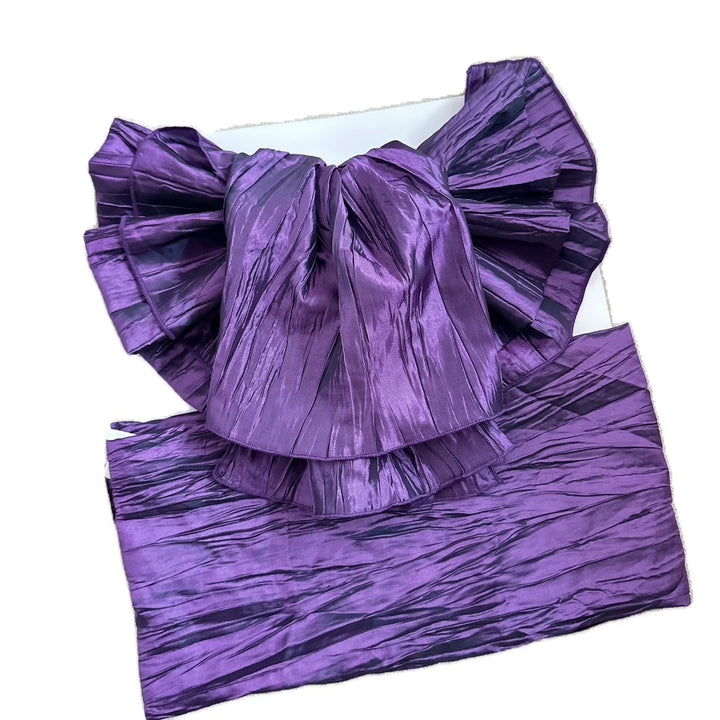 Ceinture Obi Plissée avec Nœud Violet