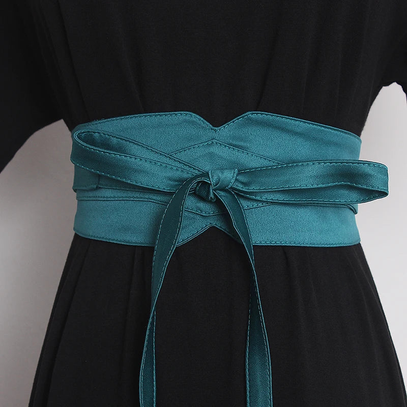 Ceinture Obi Stylée Unie Vert