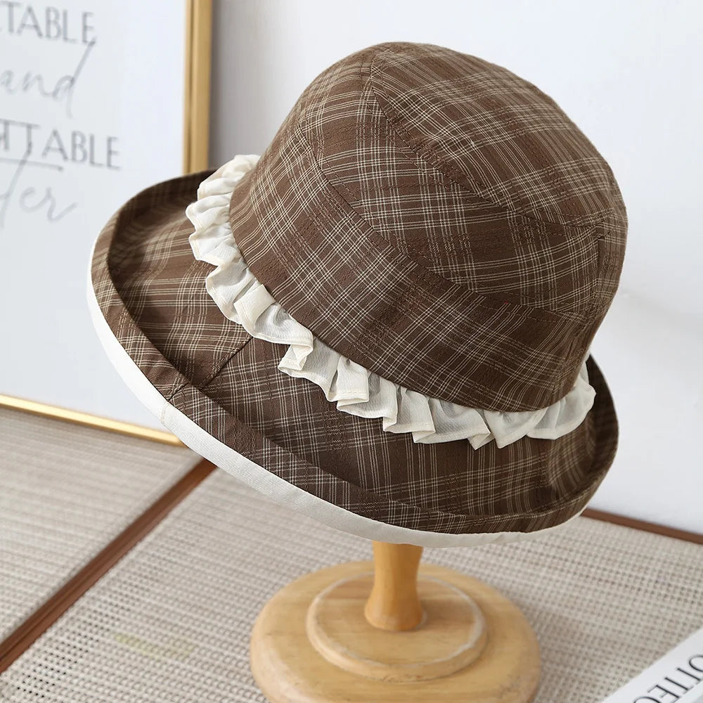 Chapeau Japonais Carreaux Vintage distingué