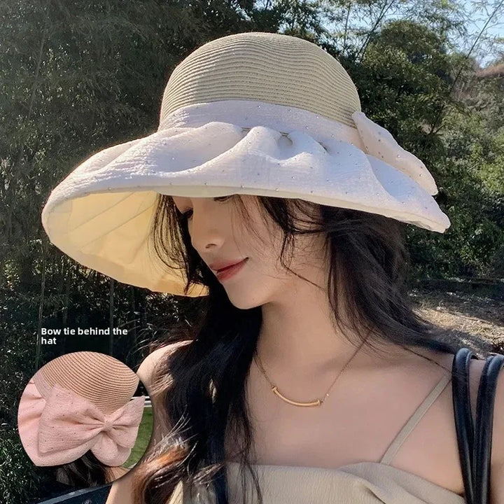 Chapeau Japonais Femme à Nœud Papillon Blanc