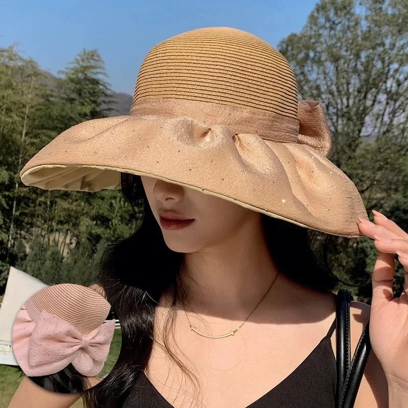 Chapeau Japonais Femme à Nœud Papillon Marron