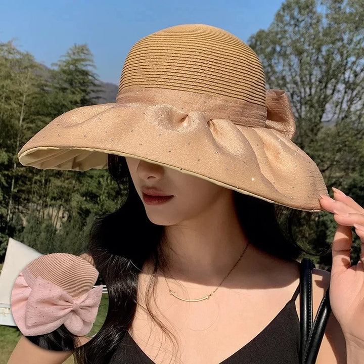Chapeau Japonais Femme à Nœud Papillon Marron