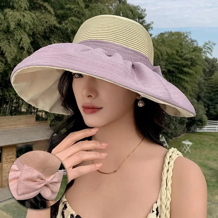 Chapeau Japonais Femme à Nœud Papillon Violet