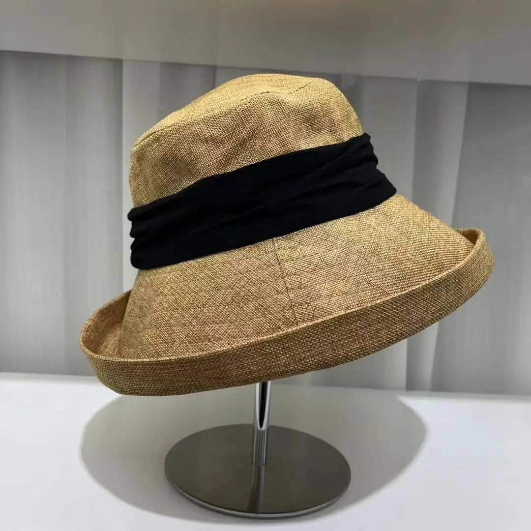 Chapeau Japonais Femme en Lin Marron