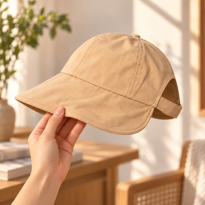 Chapeau Japonais à Large Bord Réglable Beige