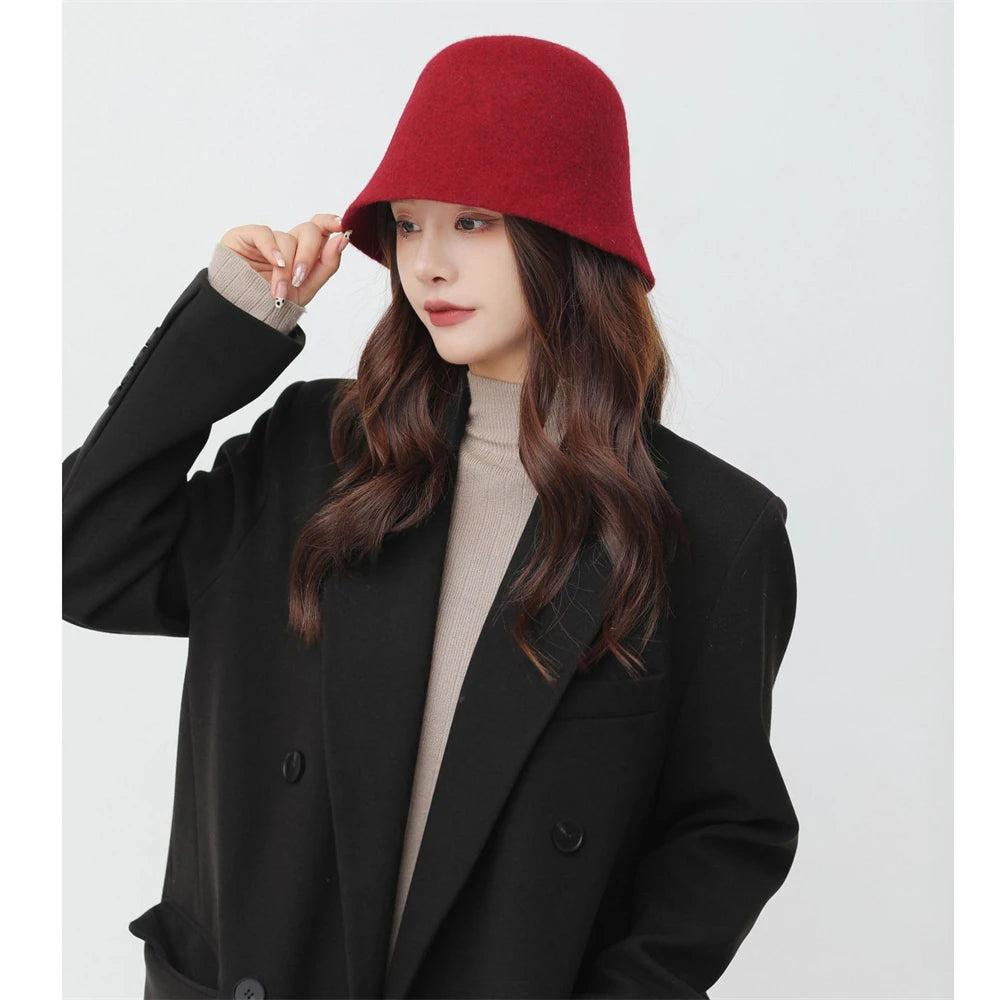 Chapeau Japonais Seau d’Hiver Rouge