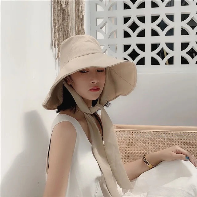 Chapeau Japonais de Plage à Sangle Beige