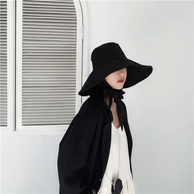 Chapeau Japonais de Plage à Sangle Noir