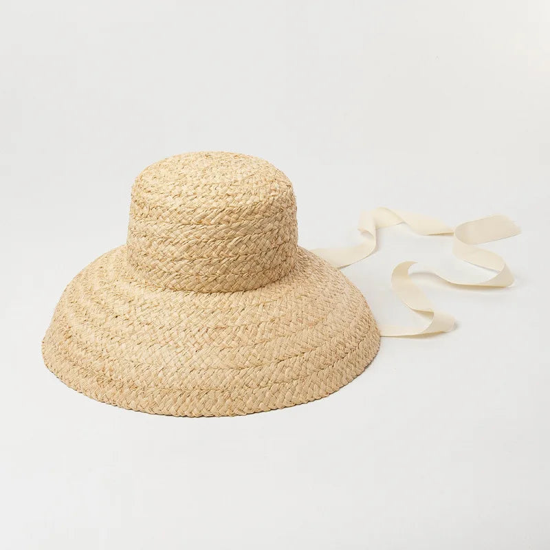 Chapeau Japonais en Raphia Blanc