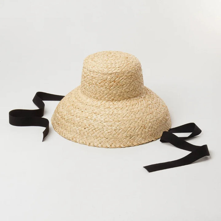 Chapeau Japonais en Raphia Noir