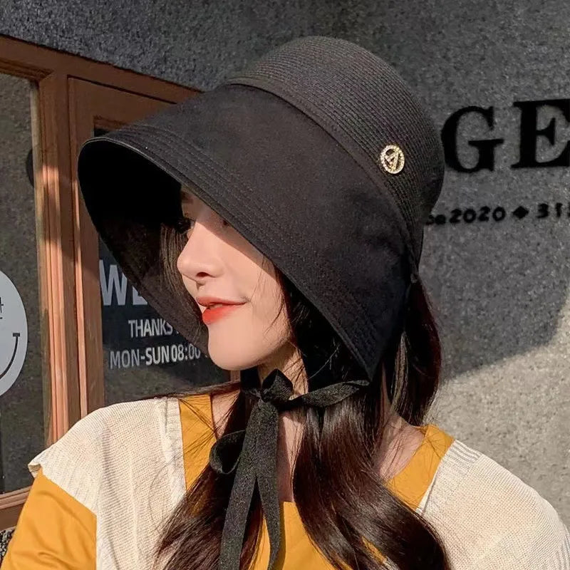 Chapeau d'été japonais en paille Noir