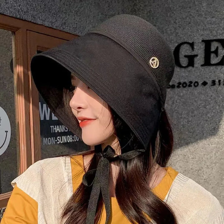 Chapeau d'été japonais en paille Noir
