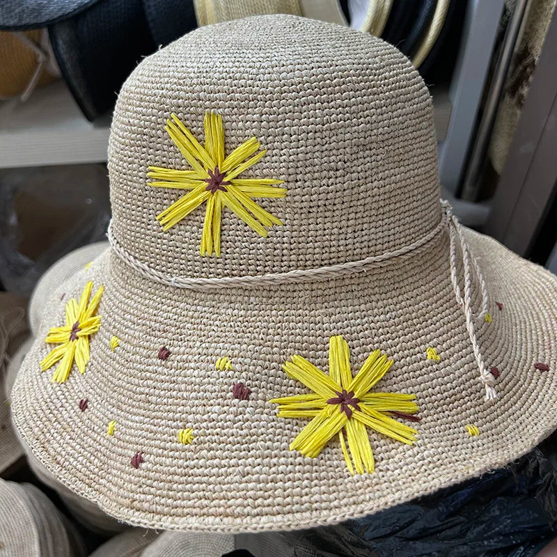 Chapeau de Paille Fleuri Japonais naturel