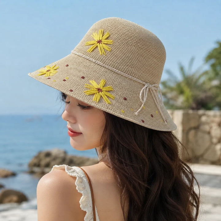 Chapeau de Paille Fleuri Japonais raffiné
