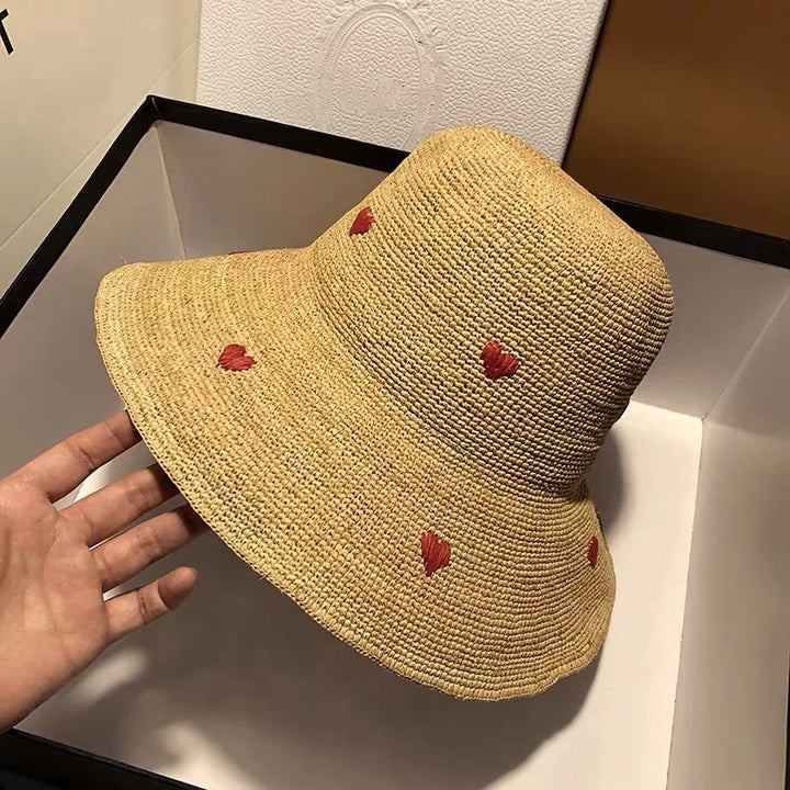 Chapeau de Paille Japonais à Coeurs sympa