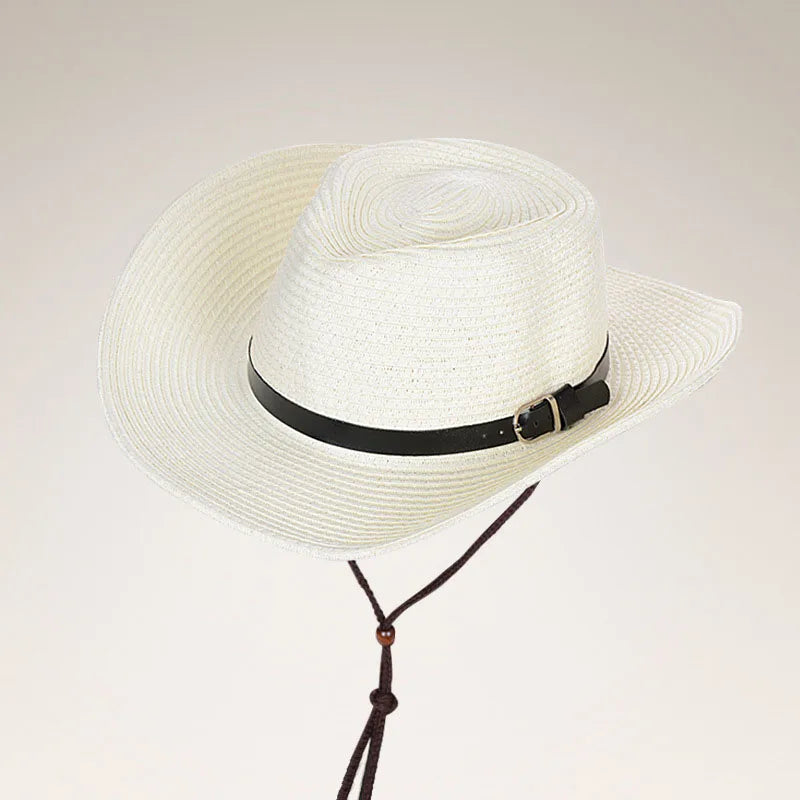Chapeau de Paille Japonais à Ficelle Blanc