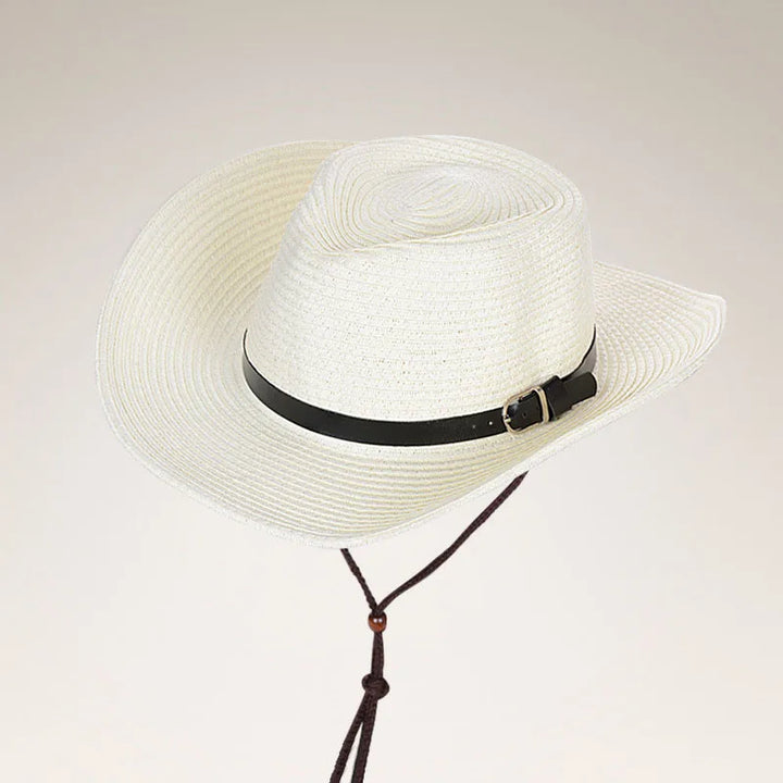 Chapeau de Paille Japonais à Ficelle Blanc