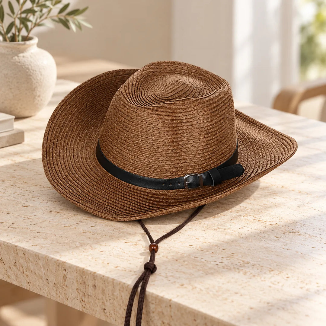 Chapeau de Paille Japonais à Ficelle Marron