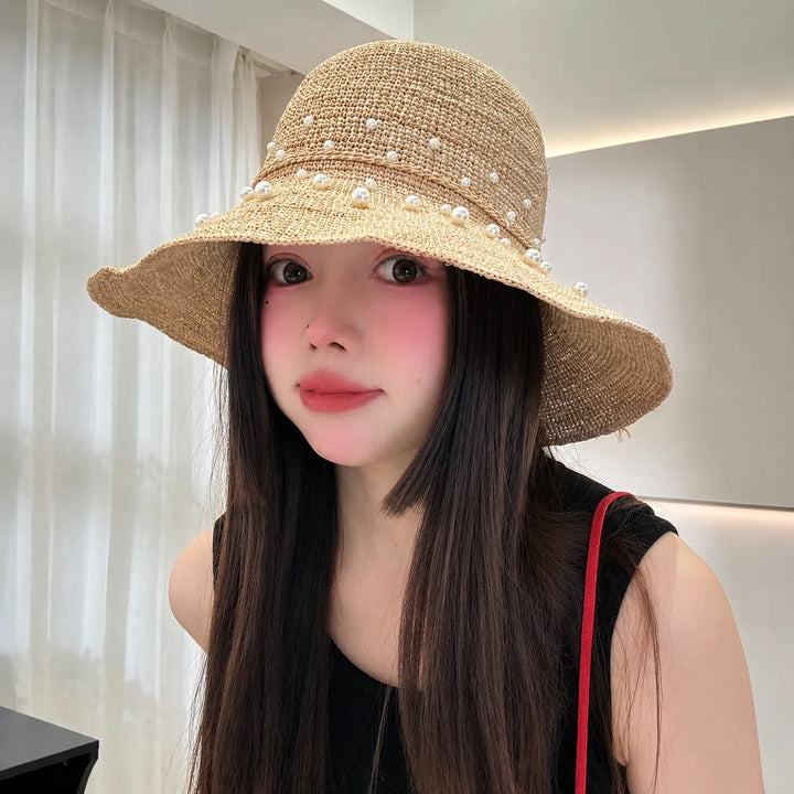 Chapeau de Paille Japonais à Perles