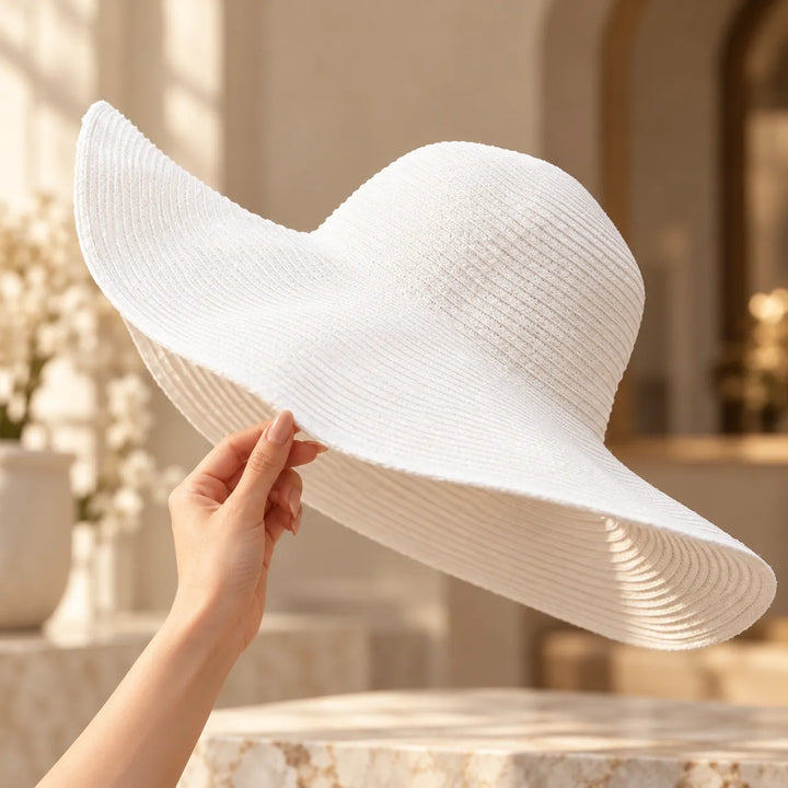 Chapeau en paille japonais femme Blanc
