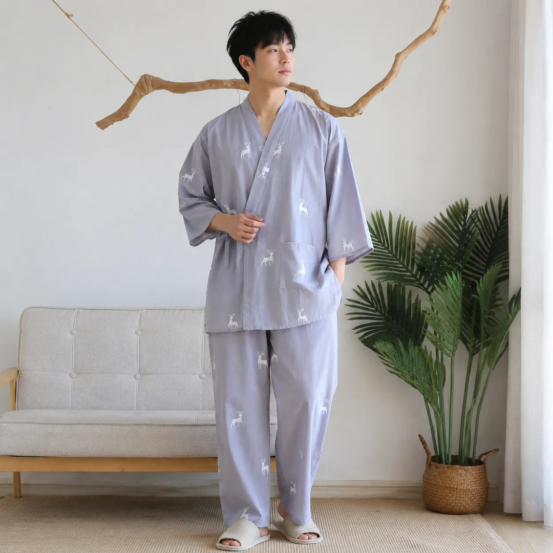 Jinbei Homme Bleu Léger