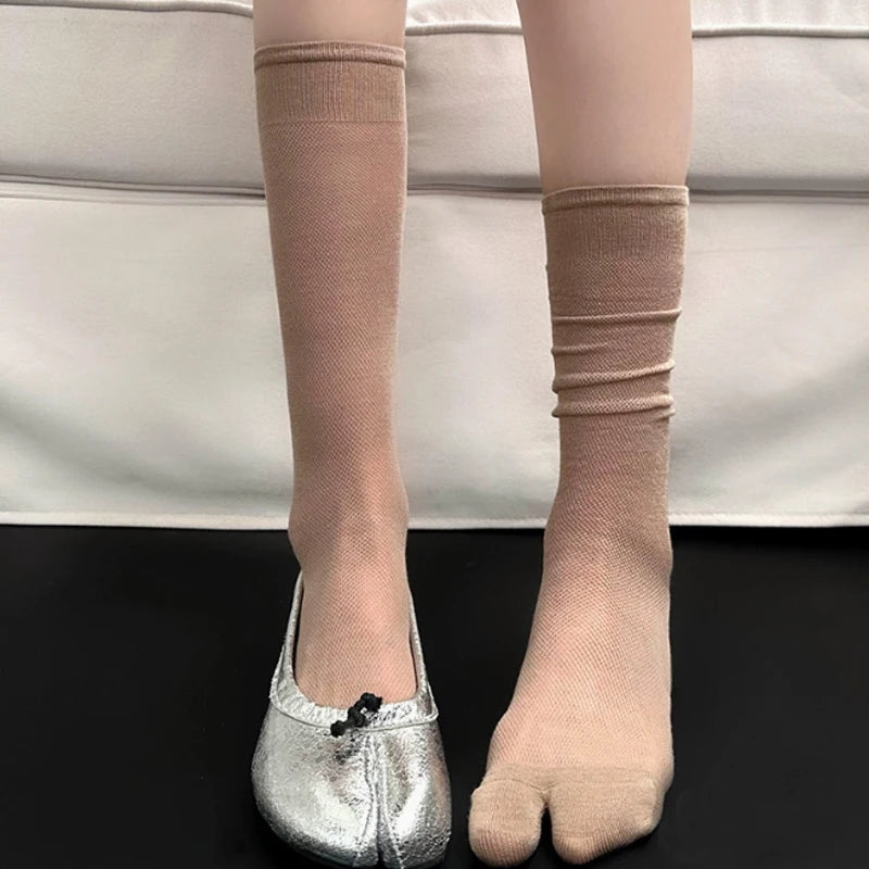 Chaussettes Japonaises à Bout Fendu Beige