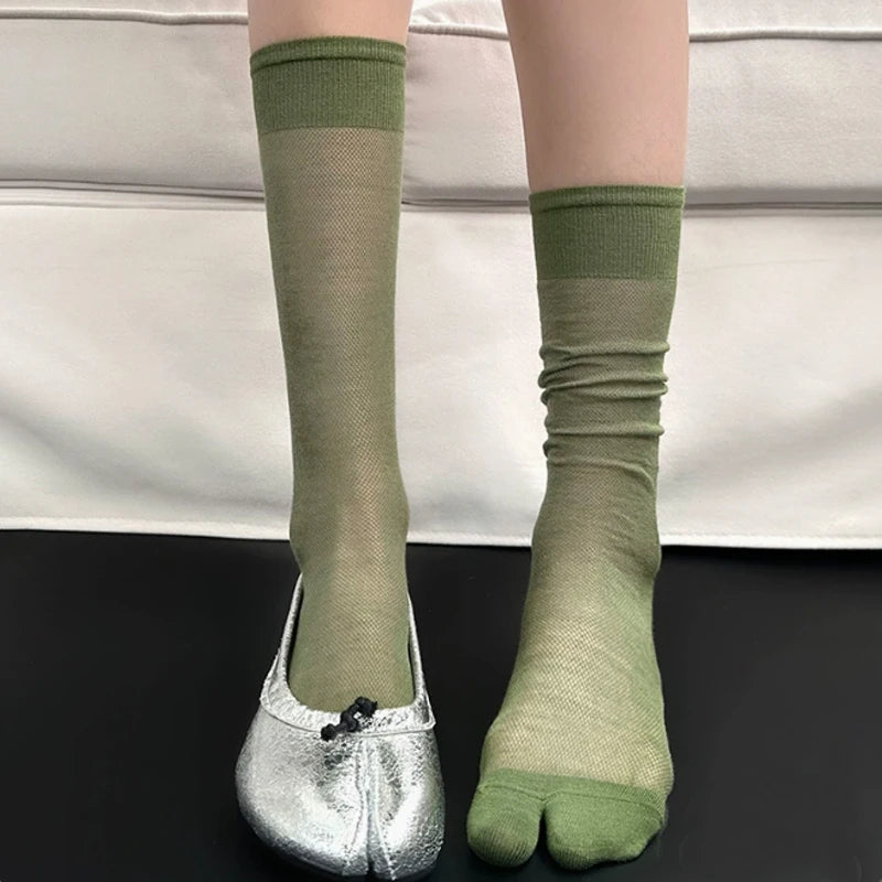 Chaussettes Japonaises à Bout Fendu Vert