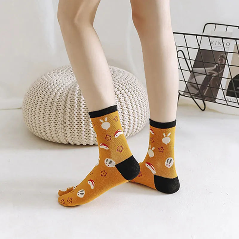 Chaussettes Japonaises Mignonnes à Nœud Jaune