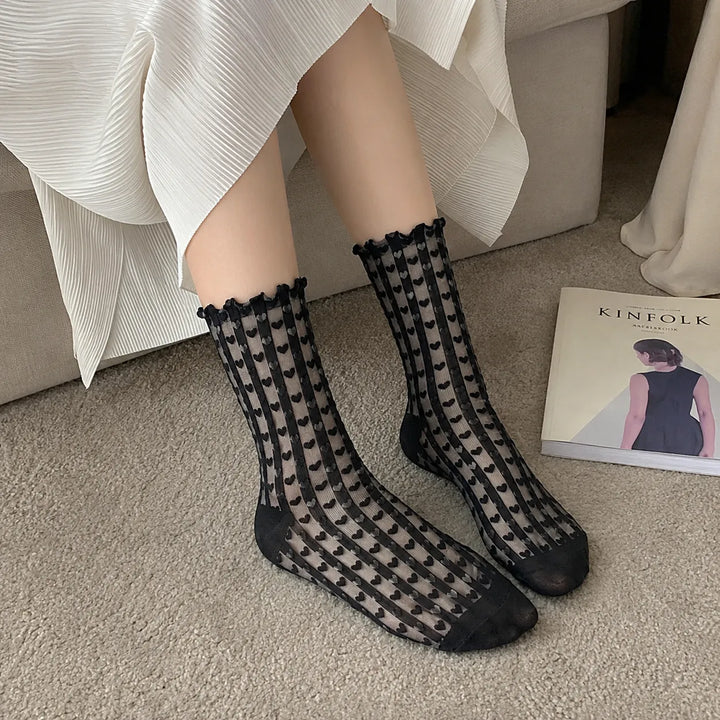 Chaussettes Japonaises à Motifs Cœur