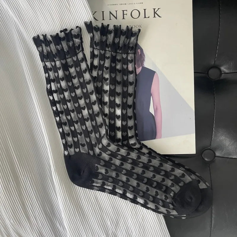 Chaussettes Japonaises à Motifs Cœur Chic