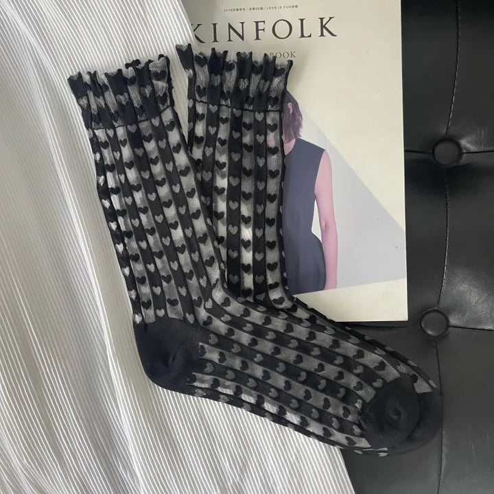 Chaussettes Japonaises à Motifs Cœur Chic