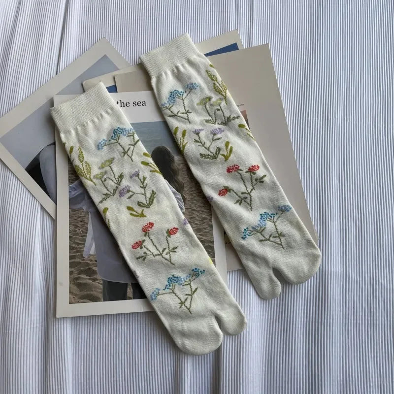 Chaussettes Japonaises Rétro Blanc