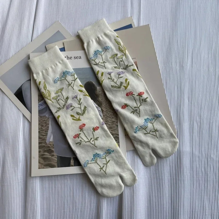 Chaussettes Japonaises Rétro Blanc