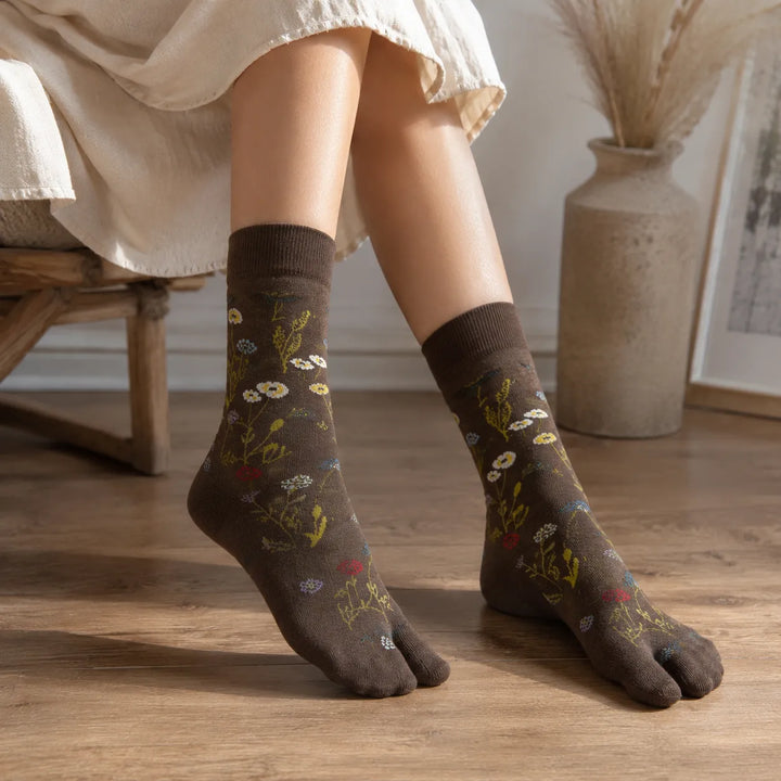 Chaussettes Japonaises Rétro Fleuries