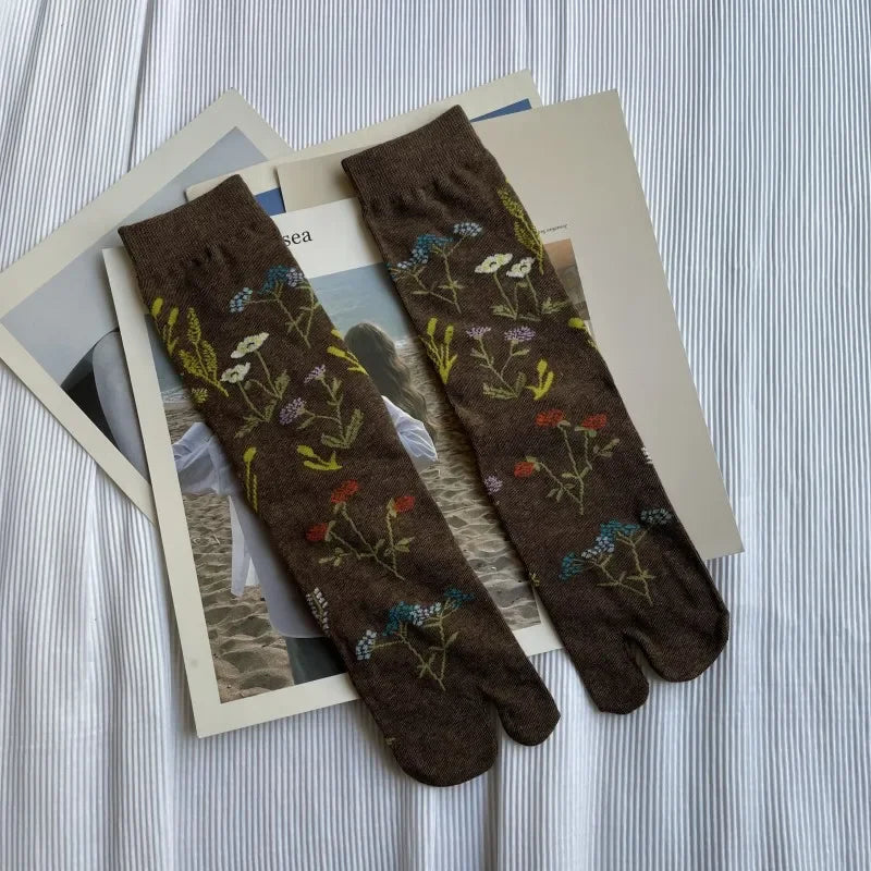 Chaussettes Japonaises Rétro Marron