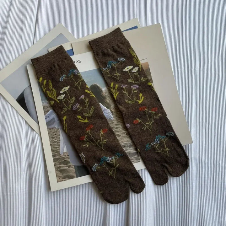 Chaussettes Japonaises Rétro Marron